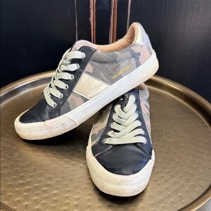 Vintage Havana Camouflage Sneakers - Black and Cream w/Gold Accent